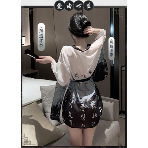 Áo Choàng Ngủ Kimono Nhật Bản Anime Xuyên Thấu Sexy Gợi Cảm Áo Khoác Dài Tay Cosplay Cổ Trang Hanfu Cao Cấp - N744