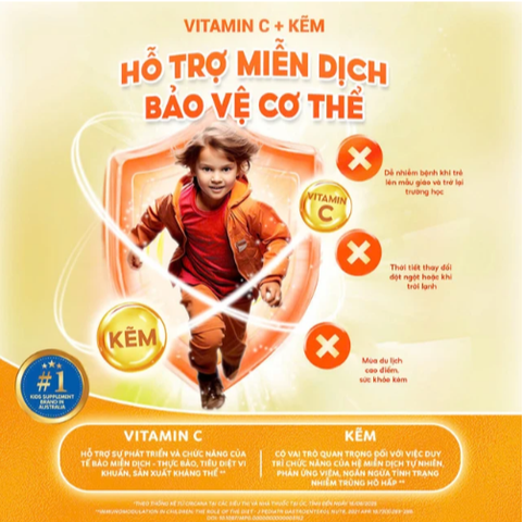 Viên nhai hỗ trợ sức đề kháng Kids Smart Vita Gummies Vitamin C + Zinc Nature's Way (60 viên)
