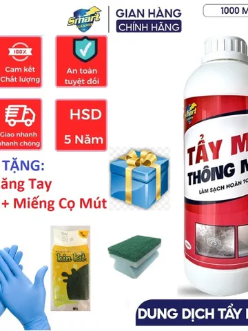 SMART TM - Dung dịch tẩy mốc Smart an toànl àm sạch mốc tường, doăng cao su, chăn gối, quần áo trắng