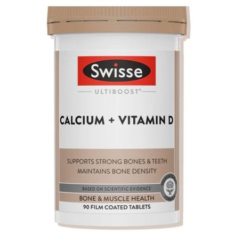 Viên uống Swisse Ultiboost Calcium + Vitamin D giúp hỗ trợ giảm nguy cơ loãng xương 