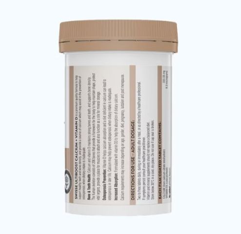 Viên uống Swisse Ultiboost Calcium + Vitamin D giúp hỗ trợ giảm nguy cơ loãng xương 