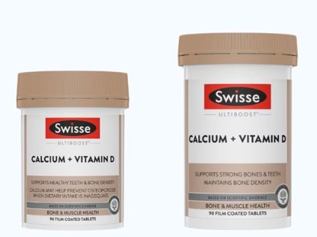 Viên uống Swisse Ultiboost Calcium + Vitamin D giúp hỗ trợ giảm nguy cơ loãng xương 