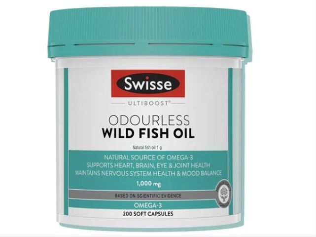 Viên uống dầu cá Swisse Ultiboost Odourless Wild Fish Oil 1000mg (Hộp 200 viên)