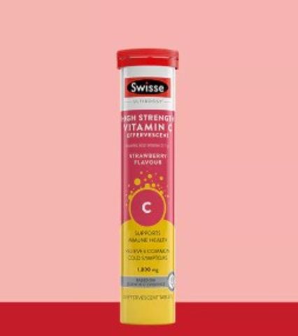 [Nhập khẩu] Viên sủi Vitamin C liều cao Swisse High Strength Vitamin C 1000mg Effervescent (20 viên)
