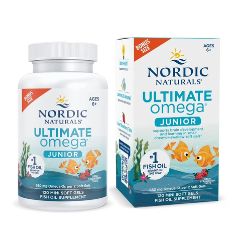 DHA Cho Bé 6 Tuổi+ Nordic Ultimate Omega Junior 6y+120 Mini Soft Gels