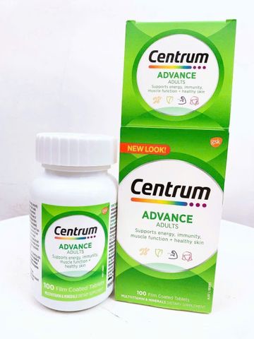 Viên uống Bổ sung Vitamin [Nam/Nữ dưới 50 tuổi] Centrum Advanced Adults 100 viên - Hỗ Trợ Sức Khỏe Tổng Thể - SP Chuẩn Úc