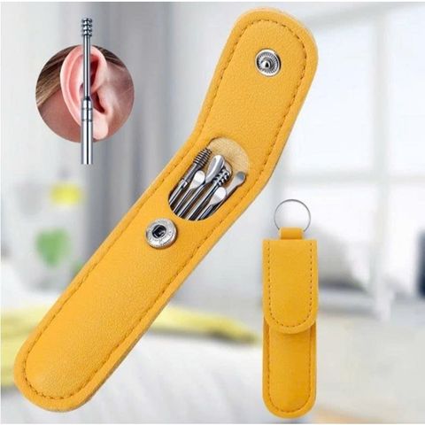 SET 6 Dụng Cụ Lấy Ráy Tai Bằng Thép Không Gỉ Kèm Túi Đựng Dụng Cụ Vệ Sinh Tai Dành Cho Gia Đình 773656