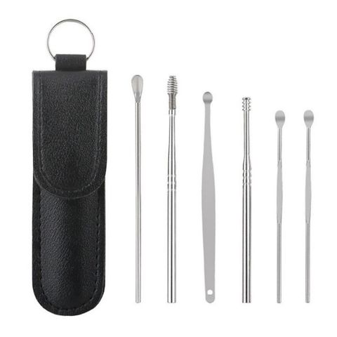 SET 6 Dụng Cụ Lấy Ráy Tai Bằng Thép Không Gỉ Kèm Túi Đựng Dụng Cụ Vệ Sinh Tai Dành Cho Gia Đình 773656