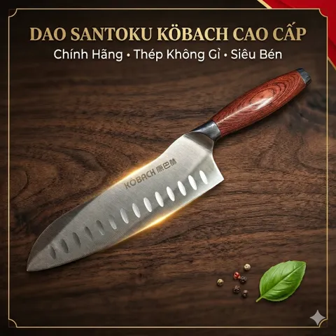 Dao Thái Köbach Santoku, Chất Liệu Thép Cán Gỗ và Cán Nhựa Chuyên Thái Thịt, Gọt, Cắt Hoa Quả 773657