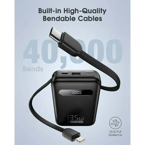 Pin dự phòng 20.000mAh EnergyQC, sạc nhanh 35w cho iPhone 17 , liền 2 dây sạc C & L 773659