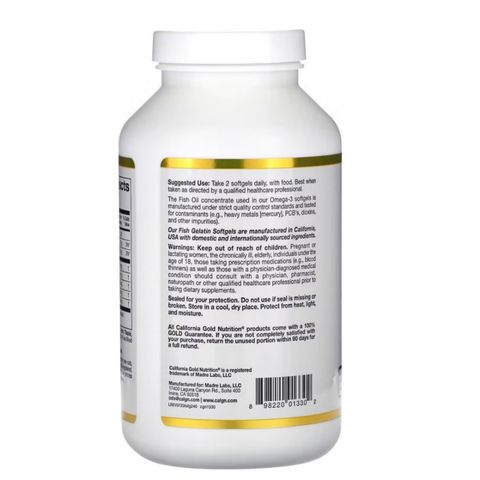 Viên uống Dầu cá Omega-3 California Gold Nutrition Omega-3 Premium Fish Oil 240 viên - S/P Chuẩn Mỹ