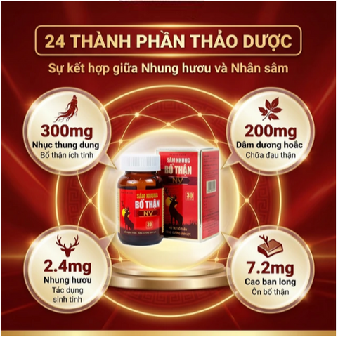 Viên uống hỗ trợ bổ thận, tăng cường sức khoẻ Sâm Nhung Bổ Thận NV (30 viên)