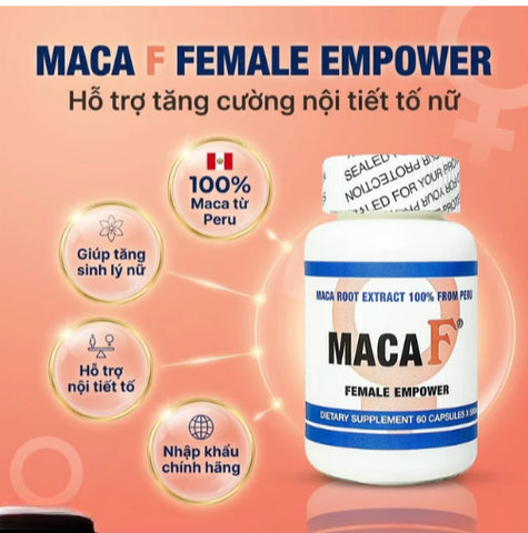 Viên uống hỗ trợ tăng sức khoẻ nữ, tăng cường nội tiết tố nữ Maca F Female Empower (60 viên)