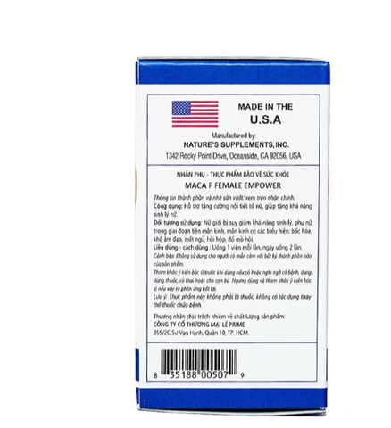 Viên uống hỗ trợ tăng sức khoẻ nữ, tăng cường nội tiết tố nữ Maca F Female Empower (60 viên)
