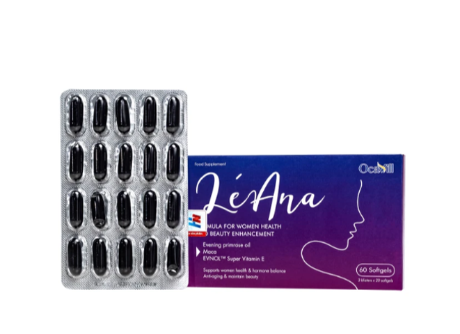Viên uống giúp cải thiện triệuu chứngg tiền mãn kinh, cân bằng nội tiết tố, hạn chế lão hóa, giúp đẹp da Léana Ocavill(3 vỉ x 20 viên)