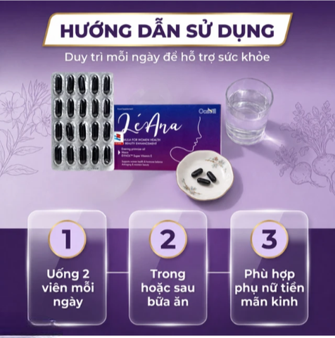 Viên uống giúp cải thiện triệuu chứngg tiền mãn kinh, cân bằng nội tiết tố, hạn chế lão hóa, giúp đẹp da Léana Ocavill(3 vỉ x 20 viên)