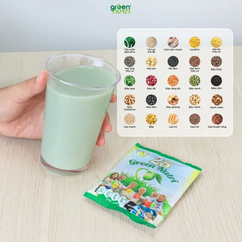 Ngũ Cốc Dinh Dưỡng 25 Green Nutri Có Tảo Xoắn - Sữa Hạt Thực Vật Nhập Khẩu, 625gr Hộp Giấy, Vegan, Chống Oxy Hóa, Trẻ Hóa Da