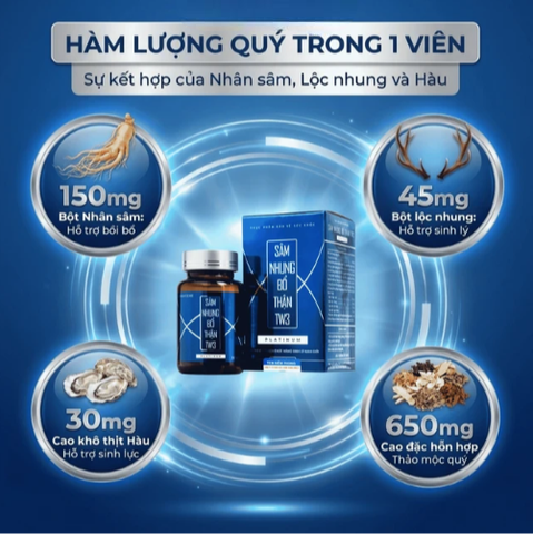 Viên uống hỗ trợ bổ thận , cải thiện sức khoẻ nam Sâm Nhung Bổ Thận TW3 Platinum (60 viên)