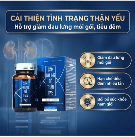 Viên uống hỗ trợ bổ thận , cải thiện sức khoẻ nam Sâm Nhung Bổ Thận TW3 Platinum (60 viên)