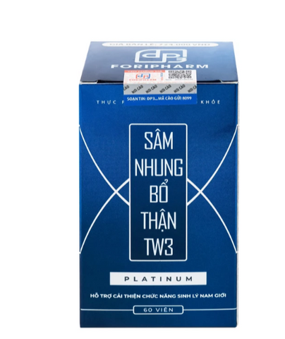 Viên uống hỗ trợ bổ thận , cải thiện sức khoẻ nam Sâm Nhung Bổ Thận TW3 Platinum (60 viên)