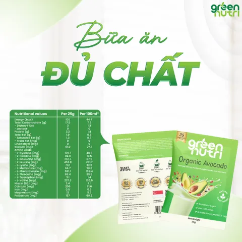 Sữa Hạt Ngũ Cốc Organic Avocado 625g - Thức Uống Thiên Nhiên Có BCAAs, Dinh Dưỡng Cho Sức Khỏe, Duy Trì Khối Cơ