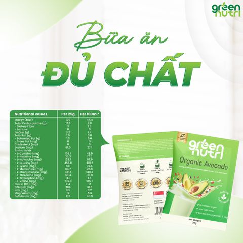 Sữa Hạt Ngũ Cốc Organic Bơ Avocado Green Nutri - Combo Thùng 6 Hộp 625gr, Chống Oxy, Tăng Cường Sức Khỏe