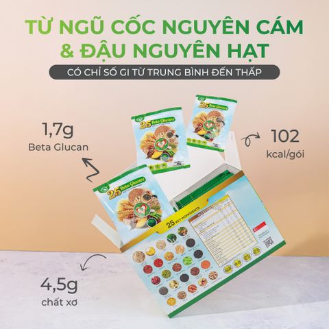 Sữa Hạt Ngũ Cốc 25 Beta Glucare - Giúp Ổn Định Đường Huyết, Chứa Tảo Xoắn Spirulina, Dinh Dưỡng Thông Minh 625gr