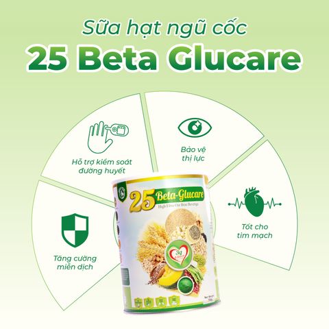 Sữa Hạt Ngũ Cốc 25 Beta Glucare 750g - Hỗ Trợ Ổn Định Đường Huyết và Tăng Cường Miễn Dịch, Chứa Tảo Xoắn Spirulina, Vitamin B