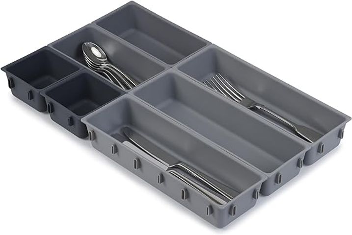 Khay chia ngăn kéo đựng dao dĩa Joseph Joseph 85199 Blox 7-piece Drawer Organiser Set – Grey Hàng anh