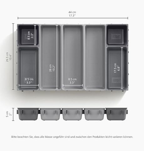 Khay chia ngăn kéo đựng dao dĩa Joseph Joseph 85199 Blox 7-piece Drawer Organiser Set – Grey Hàng anh
