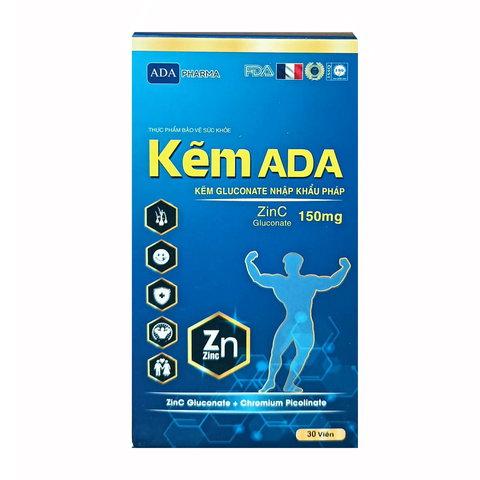 Viên Kẽm ADA 120mg - Bổ Sung Kẽm Gluconate Nhập Khẩu Pháp, Hỗ Trợ Tăng Cường Sức Đề Kháng, Hộp 60 Viên