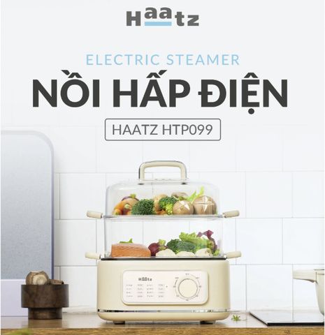 Nồi Hấp Đa Năng 2 Tầng Haatz HTP099, Dung Tích 10L, 8 Chức Năng, 1000W - Bảo Hành Chính Hãng 2 Năm