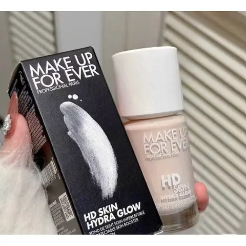 Kem Nền Make Up For Ever HD Skin Hydra Glow 30ml - Giúp Da Căng Bóng, Dưỡng Ẩm 24h, Lâu Trôi tone 1N00 da sáng tự nhiên