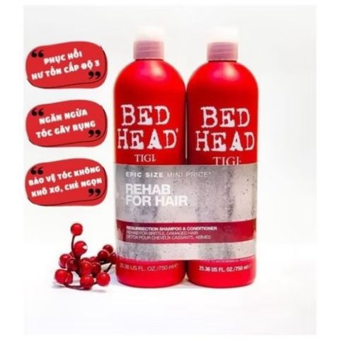 Bộ Dầu Gội Xả Tigi Bed Head Đỏ 750+750ml Siêu Mượt Phục Hồi Hư Tổn