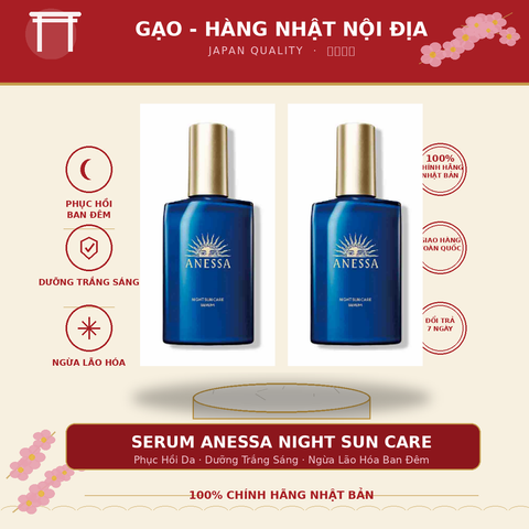 Serum Dưỡng Da Ban Đêm Anessa Night Sun Care Serum 180ml Hàng Nhật Nội Địa - Phục Hồi Da, Dưỡng Trắng Sáng, Ngừa Lão Hóa Ban Đêm