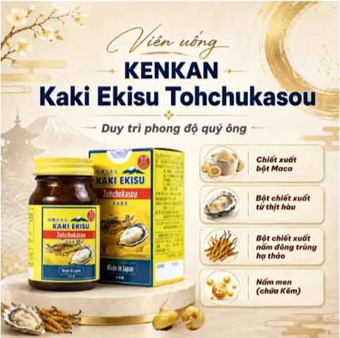 Viên uống hỗ trợ tăng cường sức khoẻ nam giới Kaki Ekisu Tohchukasou Kenkan (60 viên)