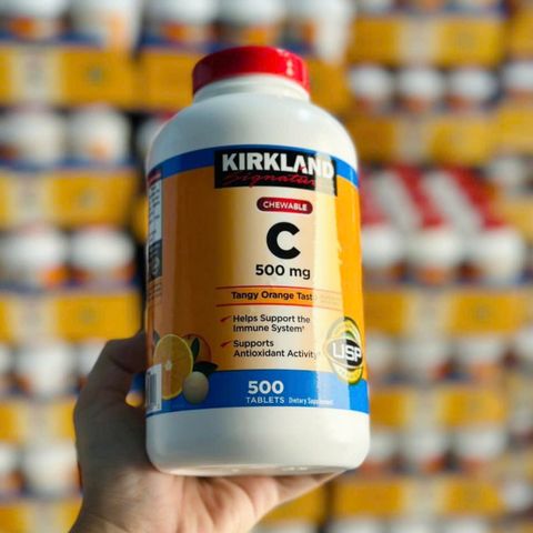 Viên nhai Kirkland Signature Chewable C 500 mg [500 viên] - Hỗ trợ hệ miễn dịch - SP Chuẩn Mỹ