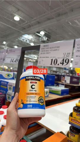 Viên nhai Kirkland Signature Chewable C 500 mg [500 viên] - Hỗ trợ hệ miễn dịch - SP Chuẩn Mỹ