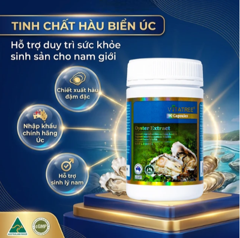 Viên uống hỗ trợ duy trì sức khỏe sinh sản cho nam giới Vitatree Oyster Extract (90 viên)