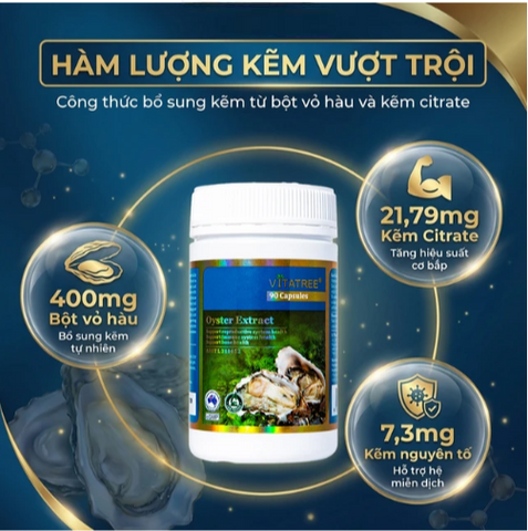 Viên uống hỗ trợ duy trì sức khỏe sinh sản cho nam giới Vitatree Oyster Extract (90 viên)