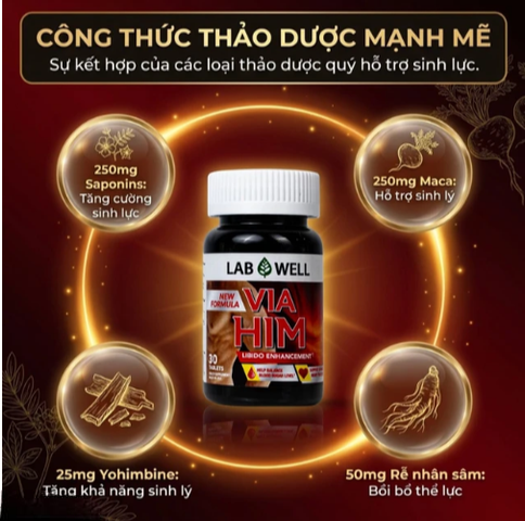 Viên uống giúp tăng cường sức khoẻ nam Via Him Lab Well (30 viên)