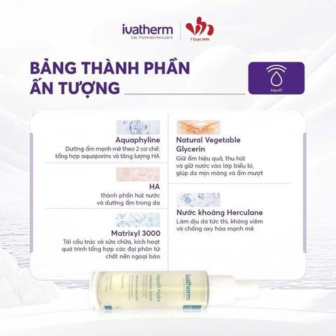 SERUM CẤP ẨM PHỤC HỒI & TRẺ HÓA DA IVATHERM AQUAFIL HYDRA Rạng rỡ bên trong – Căng mọng bên ngoài  30ml