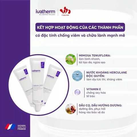  Ivatherm Cicaderm Cream-kem tái tạo lá chắn  Phục Hồi Da 