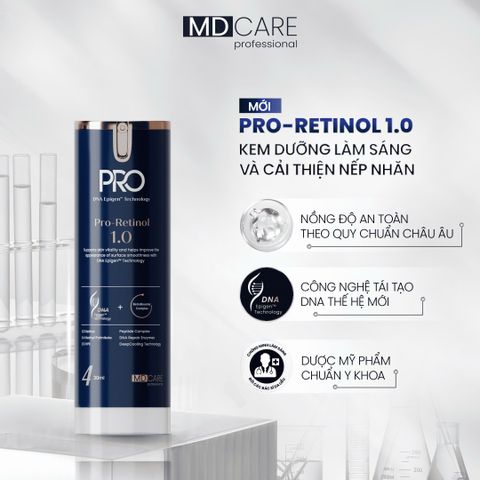 Kem Dưỡng Tái Tạo Và Cải Thiện Nếp Nhăn MD CARE Pro-Retinol 1.0 chai 30ml [hàng công ty]