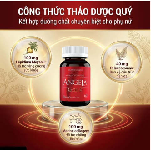 Viên uống hỗ trợ làn da căng sáng tăng cường sức khoẻ nữ Angela Gold Ecogreen (60 viên)