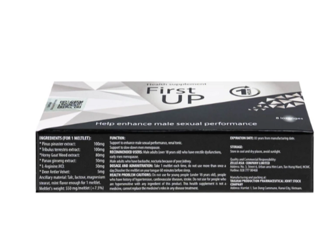 Viên ngậm hỗ trợ tăng cường sức khoẻ cho nam giới First Up 1 Hour (2 vỉ x 4 viên)