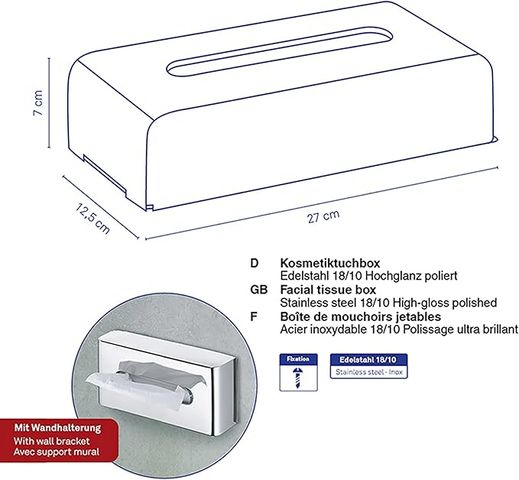 Hộp đựng khăn giấy Inox Kosmetiktuchbox Faber nội địa Đức