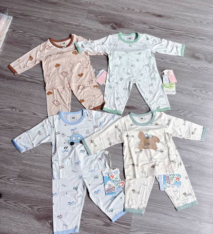 Hàng QC - Bộ tencel dài tay kháng khuẩn điều hòa thu đông cho bé hoạt hình cute dễ thương đáng yêu
