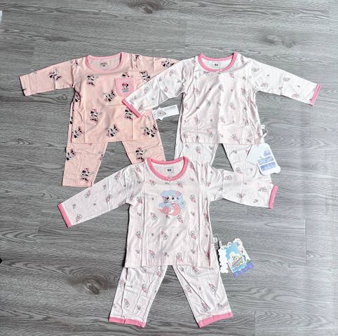 Hàng QC- Bộ quần áo bé trai bé gái tencel thu đông dễ thương hoạt hình kháng khuẩn điều hòa
