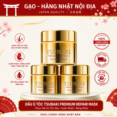 Dầu Ủ Tóc Tsubaki Premium Repair Mask Hàng Nhật Nội Địa - Phục Hồi Tóc Hư Tổn, Mềm Mượt Óng Ả